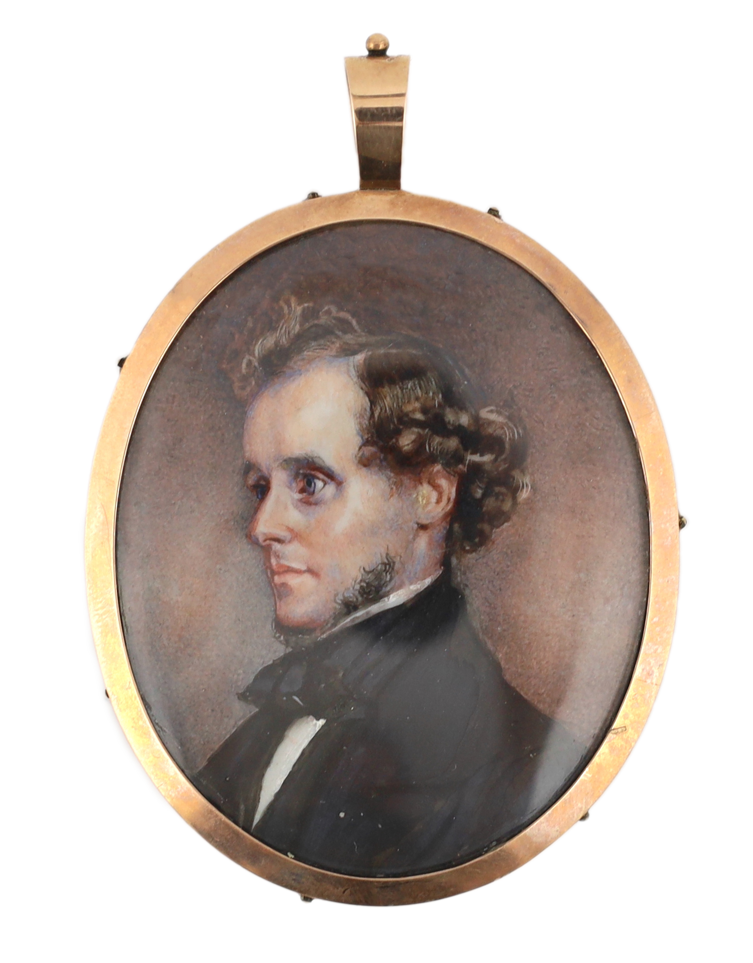 Late 19th century American School (?), Portrait miniature of a gentleman, watercolour on ivory, 5.5 x 4.5cm. CITES Submission reference AEX6KNR9